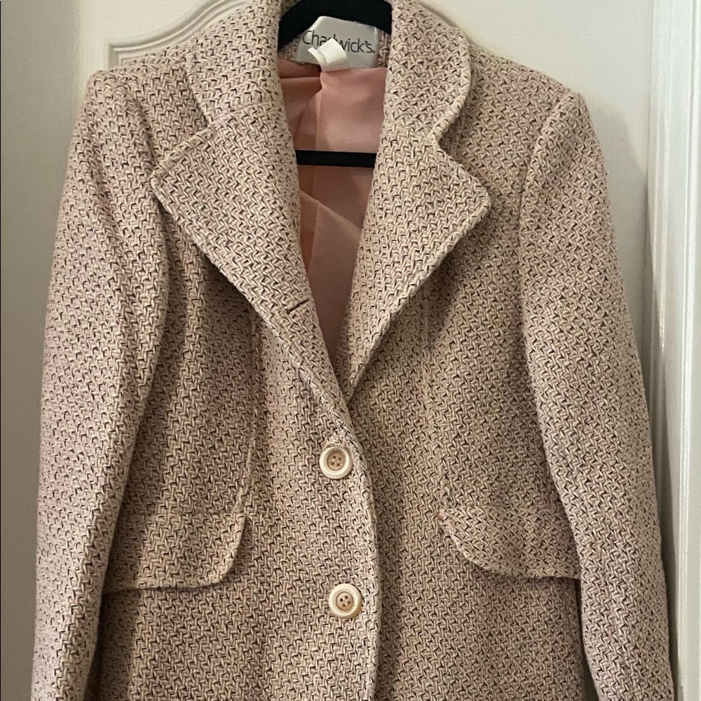 Pink herringbone coat